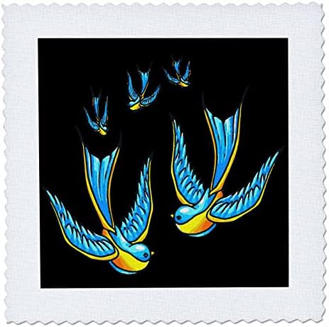 Триизмерна татуировка в стила на Глътки Синьо и жълто На квадратах черен юрган (qs_355582_2)