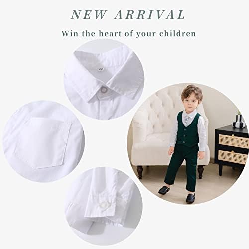 Xiangwu Текстилна Джентълменско комплект за малки Момчета с Риза-рокля + папийонка + Жилетка и Панталони, Комплект