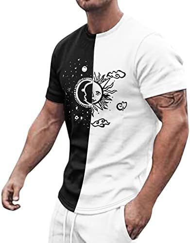 XXBR Мъжки Летни тениски с лампа на Забавен Графичен принтом, Риза в стил Мозайка с цветен блок, плътно Прилепнали Спортни