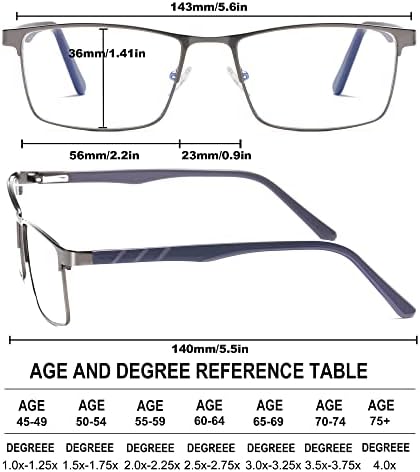 FSRTEP Извънгабаритни Очила за четене с блокиране на синя светлина за Мъже, Стилни Очила за четене в Метална