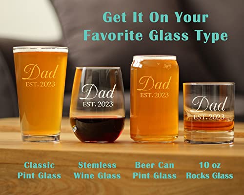Dad Est 2023 - Нов подарък за родителите на халба от бира банки Татко - декоративни чаши, 16-унция