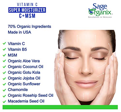 Sage Organix против Стареене Стягащ Овлажняващ крем с витамин С, 70% Органичен Крем за лице против бръчки, видимо Уменьшающий