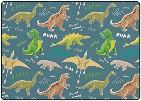 Ползающий Закрит Килим Игри Мат Динозаврите Doodle за Хола Спални Образователен Детски килим За Пода 63x48 инча
