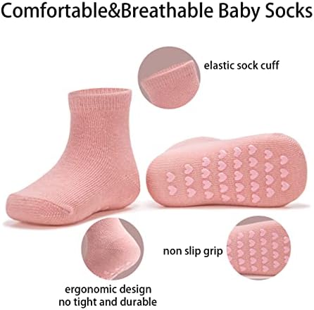 12 Двойки на Бебешки Нескользящих Чорапи на Щиколотке с Неплъзгащи Подметки, Памук Многоцветни Костюми за Бебета от