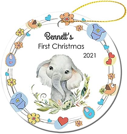 Обичай Детски Първата Коледа един слон теле 2021 1-аз Мультяшная Картина Украса за Новородено, Детски Коледни Сувенири Нови