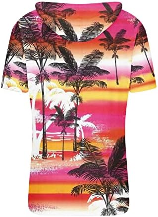 Хавайска Тениска С качулка, Мъжки Плажни Върхове с 3D Тропически Принтом и Къс Ръкав, Тениски 2023, Модни,