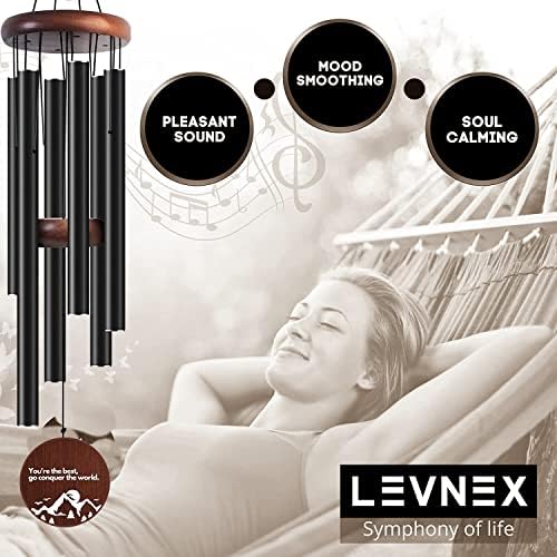 Вятърни звънчета LEVNEX ръчно изработени 32 инча с успокояващи дълбоки тонове, Вятърни свирки на изразяване