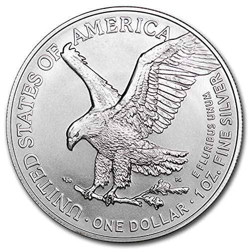 2021. - до Момента (Случаен година) е Американска сребърна монета с орел с тегло 1 унция, Брилянт, без лечение (в капсули