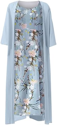 Fragarn / Нови Пролетно-летни рокли, Дамско Ежедневното Модно рокля с кръгло деколте и принтом Средна дължина, Комплект