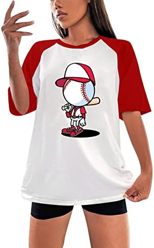 Дълга женска риза 2023, мъжки и женски raglan с къс ръкав, нови свободни върховете на бейсболистов с кръгло