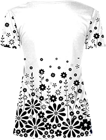 lcepcy Дамски Елегантна Тениска С V образно деколте И Рюшами Копчета, Блуза с Флорални Принтом и Къс Ръкав 2023, Лятна Свободна