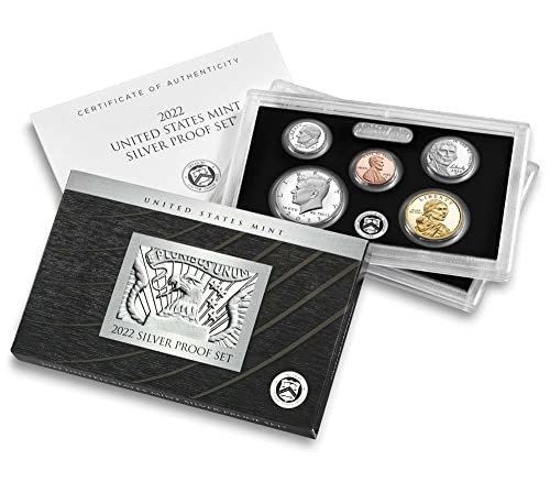Комплект от сребърни монети 2022 S номинална стойност от 10 монети в OGP с CoA и Златен Подарочным пакет Proof