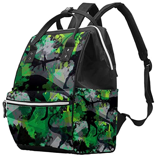 Раница-чанта за Памперси LORVIES Динозавър Camo Green, Многофункционална Чанта За Пътуване с Голям Капацитет