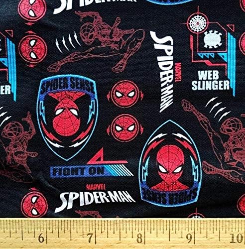 Опаковка от 2 броя - Битката на спайдърмен на Marvel за Черна памучна тъкан - Четвертинка мазнини 18 х 22