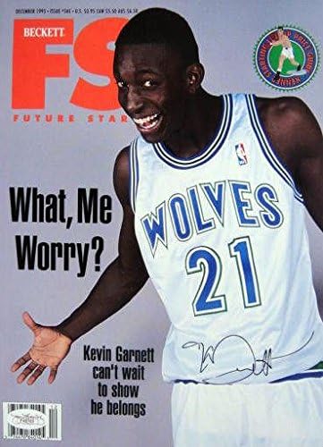 Кевин Гарнет подписа договор с новак (декември 1995) Beckett Magazine JSA - Списания НБА с автограф