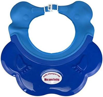 Шапка за душ ZJF Baby Shampoo Cap От смола с Регулируема водоустойчива защита за ушите (Цвят: синьо)