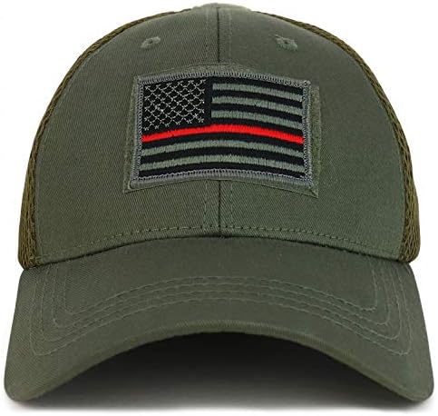 Armycrew Флаг на САЩ в Тънка Червена Линия Тактически Бродирана Кръпка Air Mesh Flex Cap