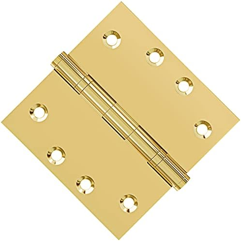 Врата на панта Finsbury Hardware от плътен месинг в сверхпрочном шарикоподшипнике от полиран блестящо злато 4x4 инча с декоративни