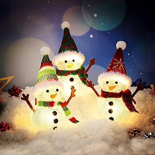 Комплект от 3 теми, Led Лампа за снежни човеци, Многоцветни променящи се Led Коледни Лампи, Дизайнерска Лампа за Снежен човек