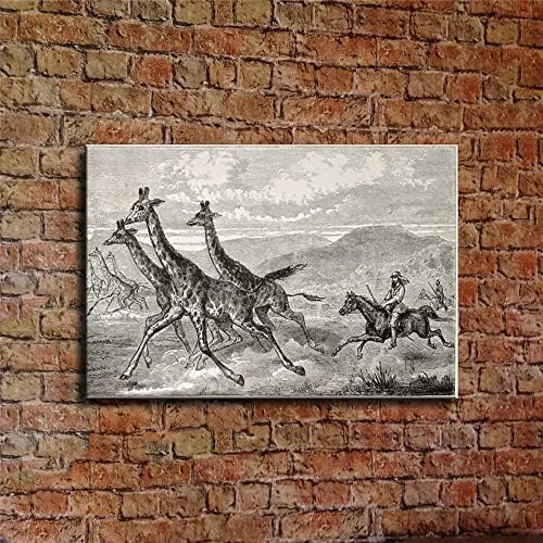 На лов за жирафа, просто живопис, съвременно абстрактно изкуство, маслени картини, печат върху стената за декорация на