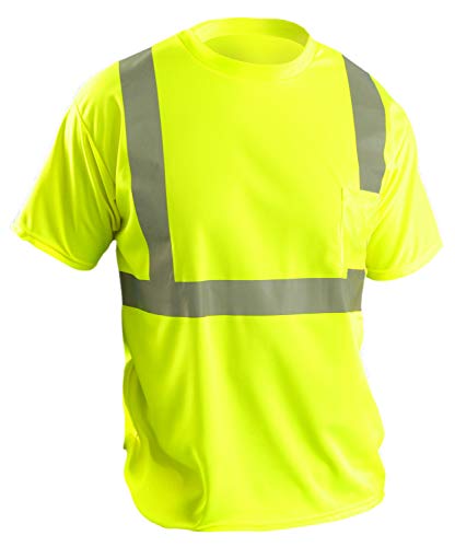 OccuNomix LUX-SSETP2B-Y4X Класическата Стандартна влагоотводящая тениска Birdseye с къс ръкав и джоб, клас 2, Влагоотводящий