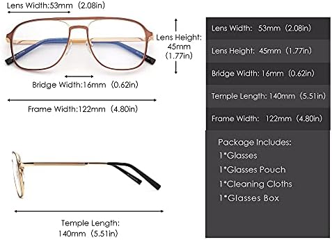 Очила GLINDAR Aviator Blue Light Blocking Glasses, Класически Квадратни Компютърни Очила за Жени и Мъже В Метална