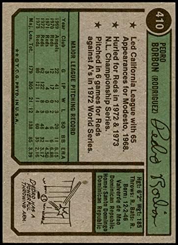 1974 Topps 410 Педро Борбон Синсинати Редс (Бейзболна карта) в Ню Йорк + Редс