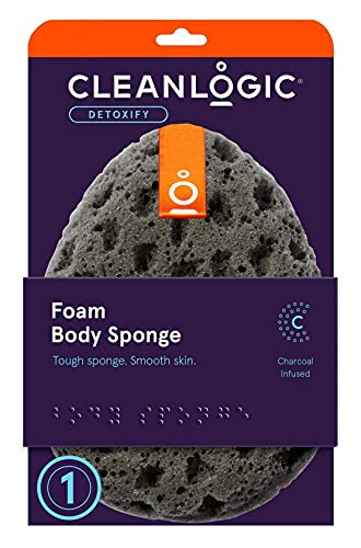 Гъба за тяло Clean Логика с въглен на прах и морска пяна (опаковка от 2 броя)