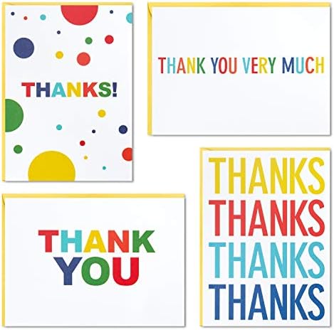 Асортимент от благодарственных картички Hallmark, основните цветове (48 благодарственных бележки за деца и възрастни) и