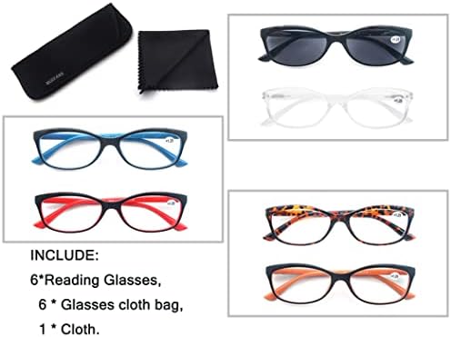 Дамски очила за четене, 6 опаковки, женски ридеры, лека дограма, удобни очила на пружинном панта за четене