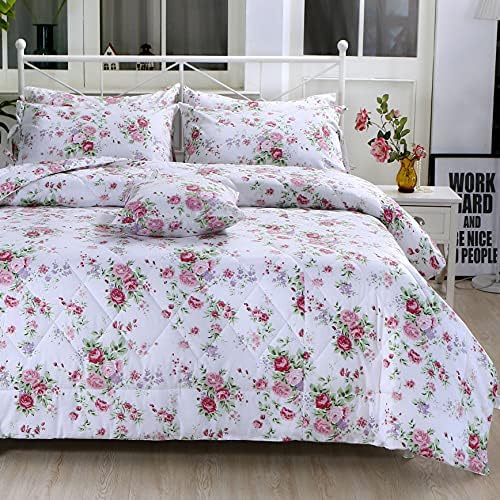 Комплект одеяла с флорални принтом FADFAY Rose, Лятно Стеганое одеяло с флорални принтом, Памучен Плат и Мек