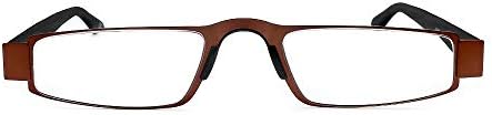 Тънки метални очила за четене I-Mag Executive твърд калъф (2,00, кафяв)