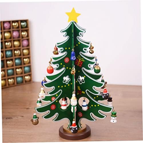 Мини-Настолна Коледно Дърво, Дървени Декорации За Коледната Елха Маса, Украса На Масата Средната Мини-Настолна