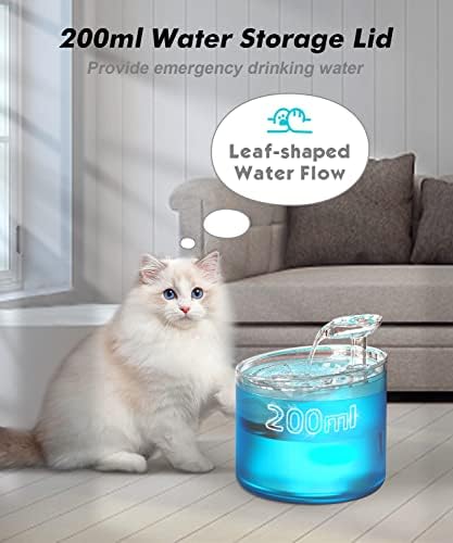NPET WF100 Чешма за вода за котки, 54 грама/1,6 л, Автоматичен Диспенсер за вода за домашни любимци, 2 режима на подаване,