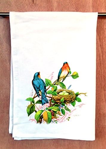 Кухненски Кърпи FlonzGift Blue Birds, изработени От Памук с Винтажным Принтом, Кухненски Кърпи За съдове 22 x 30