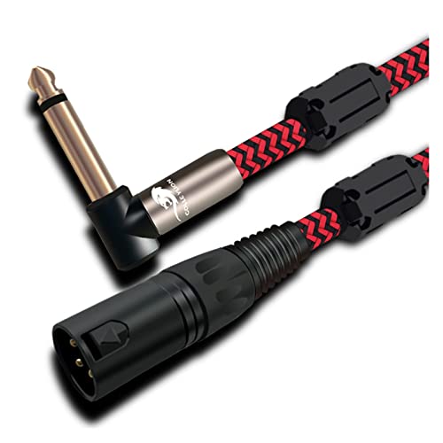 Аудио кабел Ъглов Моно 6,35 мм за XLR 3-пинов, Съвместим с усилване на Звуковия Смесител XLR конектор 1/4 6,5