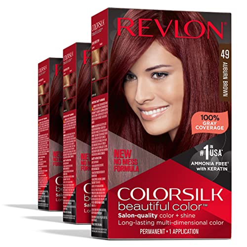 Трайна боя за коса Revlon, устойчива червена боя за коса, Colorselk със покритие седины, без амоняк, кератин