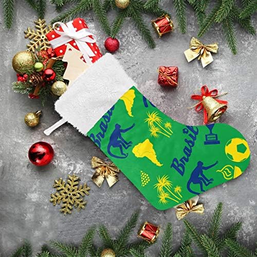 Коледни Чорапи PIMILAGU Color Brazil Icons and Symbols 1 Опаковка 17,7, Окачените Чорапи за Коледна украса