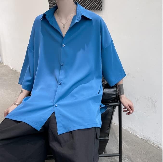 CCBUY Мъжки Ризи с къс ръкав, Летни Ежедневни Блузи Оверсайз, Мъжка жилетка в ретро стил (Цвят: A, Размер: код L)