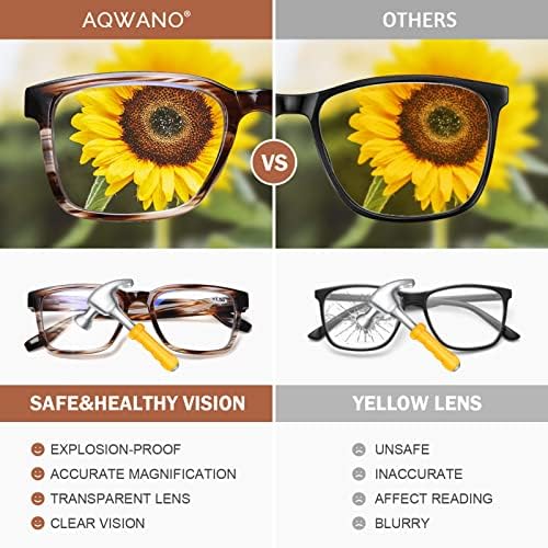 Компютърни Очила за четене AQWANO, блокиране на синя светлина, защита от uv/напрежение за очите/Отблясъци, Модерен