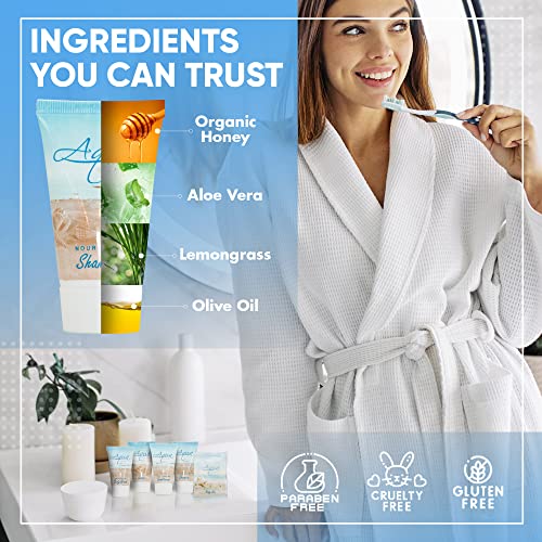 Голям набор от хотелски сапун и тоалетни принадлежности Aqua Organics | 1 Комплект в комплект за хотели и Airbnb |