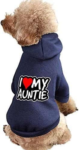 I Love My Auntie Dog Hoody с качулка Hoody с Шапка Графична Облекло за Кучета и Котки Сладък Зимен Костюм за Домашни