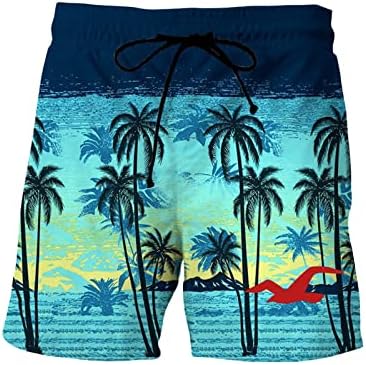 Мъжки Плажни Шорти Свободно Намаляване с Тропически Принтом, Реколта Плажни Плажни къси Панталони с Джобове, Удобни Плажни Шорти
