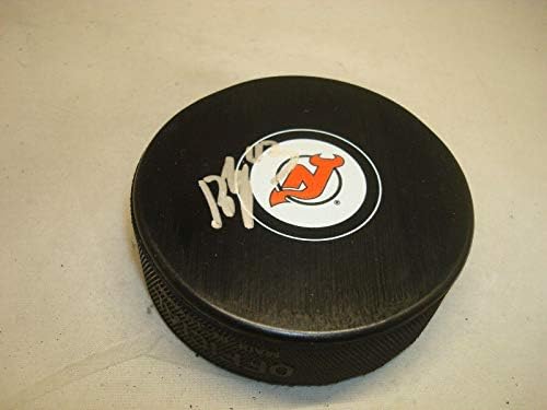 Брет Сеней подписа хокей шайба в Ню Джърси Дэвилз с автограф 1А - за Миене на НХЛ с автограф