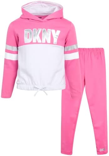 Комплект леггинсов за момичета DKNY - мек вълнен плат Пуловер от 2 теми, Hoody и Разтеглив, гамаши
