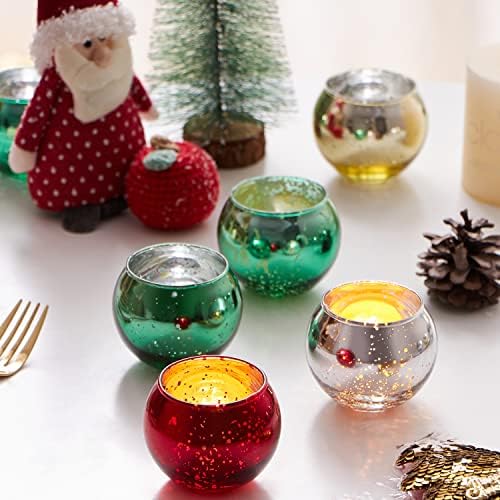 FORYILLUMI 12 Опаковки 2 унции Буркани за свещи във формата на топка, Комплект стъклени Буркани, Кутии за Коледни