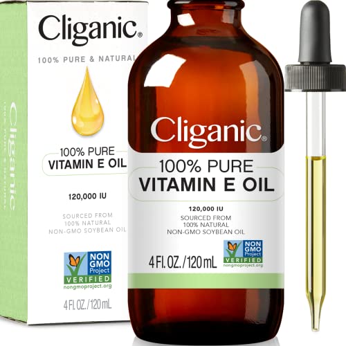 Cliganic Чисто масло с витамин е за кожата, косата и лицето 240 000 IU (8 унция), Доказано е без ГМО |