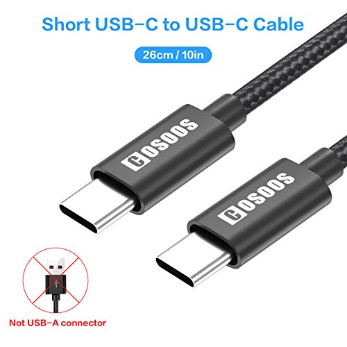 COSOOS 3 серии на Къси кабели USB C-USB-C с Мощност 60 W (10 см / 26 см) найлон оплетке, Кабели за бързо зареждане и