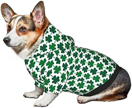 Малки Пуловери за домашни любимци с Шапка St-Patrick-Day-Green-Лъки-Clover Hoody за котки и малки Кученца, Палто с качулка за