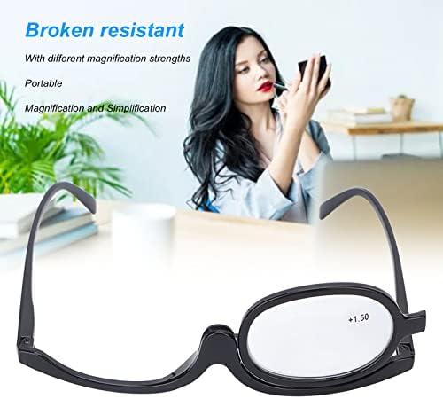 Увеличителни Очила за грим, Сгъваеми лещи за очи, Модни Едностранно Очила За грим (Черни) (+1.50)